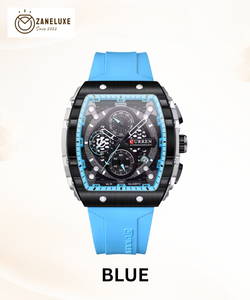 SquareSport Elite -  Luxury Men’s Quartz Watch – Waterproof Silicone Strap