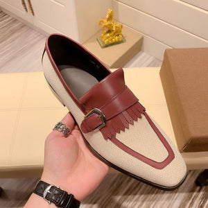 FgFg Klassische Monk-Lederschuhe mit einem Knopf 