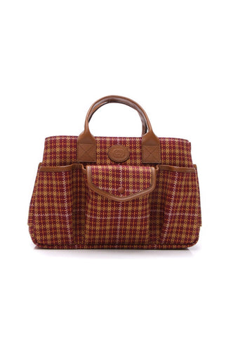 Children's Plaid Print Tote Bag - Burgundy