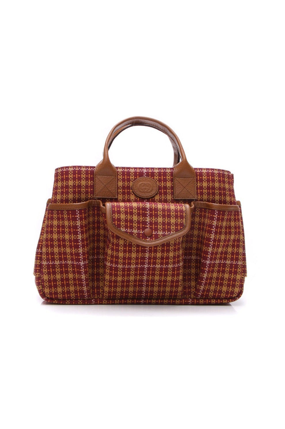Children's Plaid Print Tote Bag - Burgundy