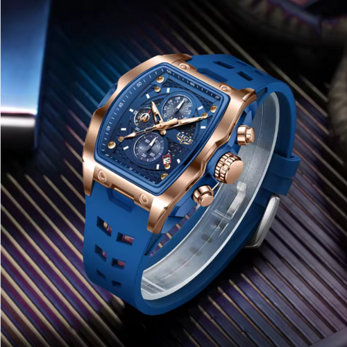 AquaPulse - LIGE Men’s Luxury Silicone Chronograph – Waterproof Quartz Sports Watch with Luminous Hands & Date Display