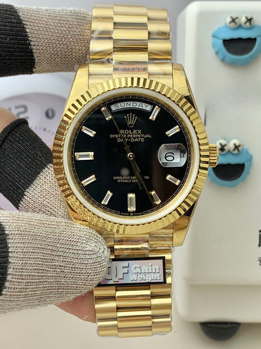 10 Baguette Diamond Dial  Day-Date  Onyx