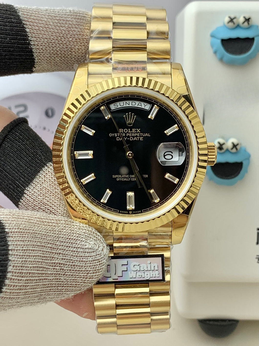 10 Baguette Diamond Dial  Day-Date  Onyx
