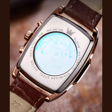 Olys Swiss-Certified Rectangular Skeleton Watch – Men's Automatic Timepiece, Genuine Brand