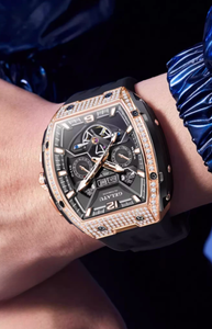Gelatu 2025 Signature Series – Men's Large Dial Mechanical Watch with Luminous Accents & Diamond Detailing
