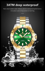 Aegis WeekMaster – Men’s Military Quartz Watch, 5 ATM Waterproof with Luminous Hands, Date & Week Display, Stainless-Steel Strap