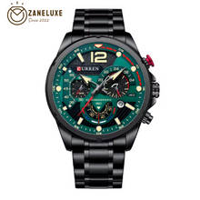 EmeraldForce - Men’s Luxury Green-Dial Stainless Steel Quartz Sport Watch – Waterproof with Date Display