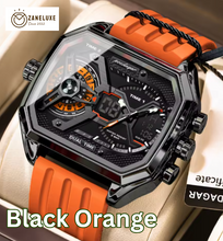 LumiLED - Rectangular Men’s Quartz Watch – Silicone Strap, LED Calendar & Week Display with Luminous Backlight