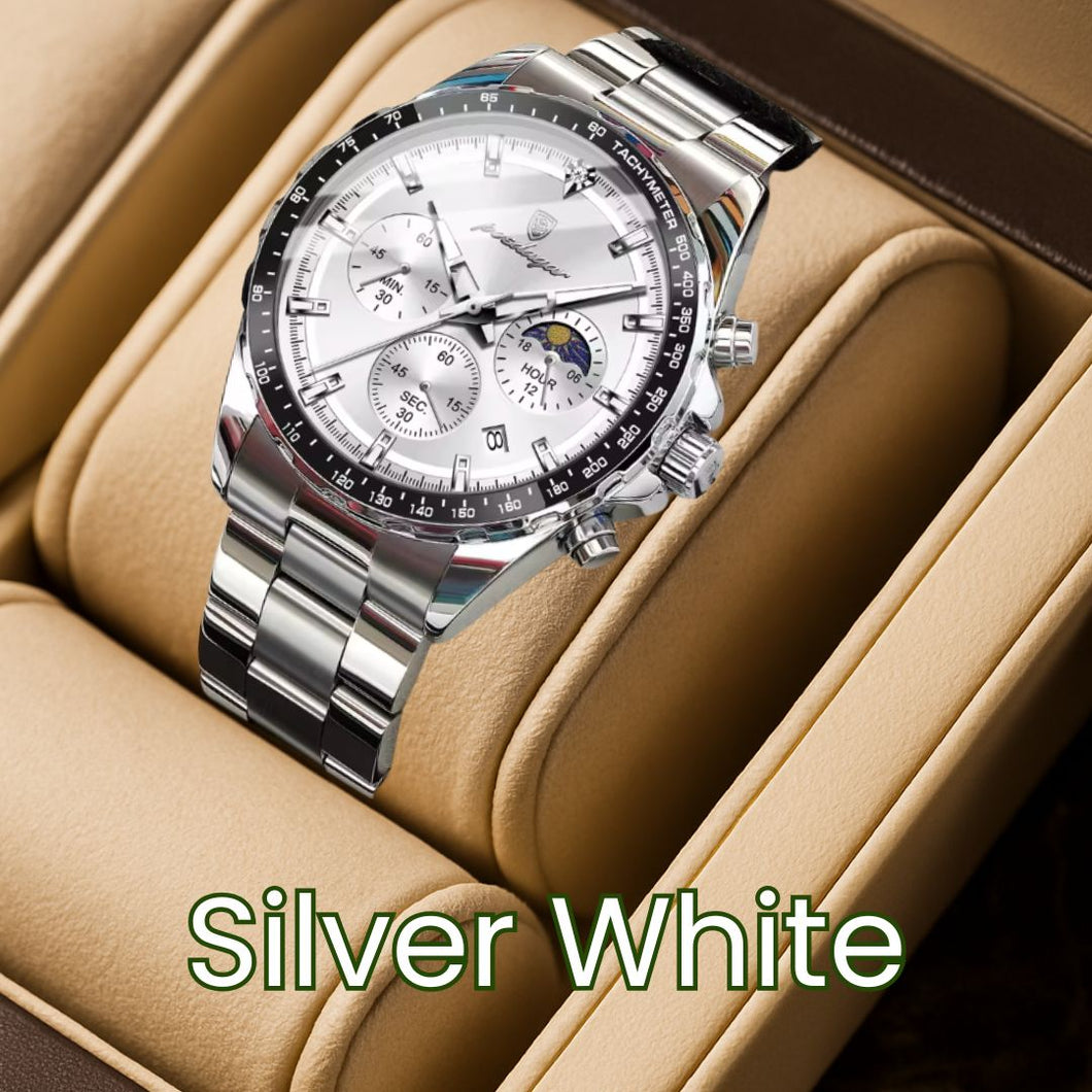 Chronograph Timepiece - Men's Waterproof Quartz Watch with Luminous Dial & Date Function
