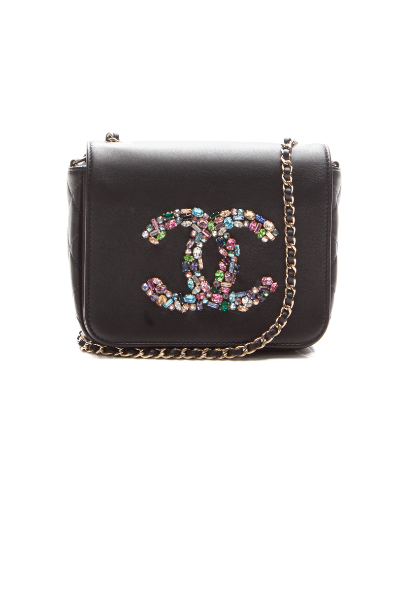 Giant Crystal CC Mini Flap Bag