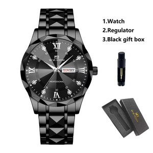Diamond Luxury Night Glow Double Calendar Quartz Movement 41mm Watch