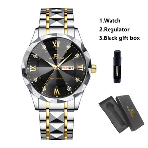 Diamond Luxury Night Glow Double Calendar Quartz Movement 41mm Watch