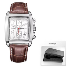 Megir Rectangle Dial Leather Strap Watch for Men