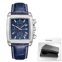 Megir Rectangle Dial Leather Strap Watch for Men
