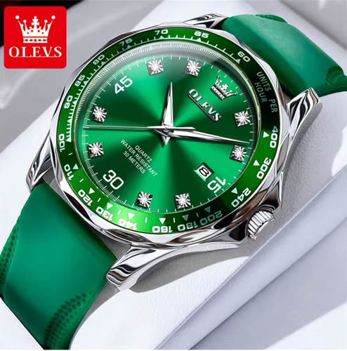 Legacy Meridian Men Luxury Watch - Golden Green Quartz Watch for Men