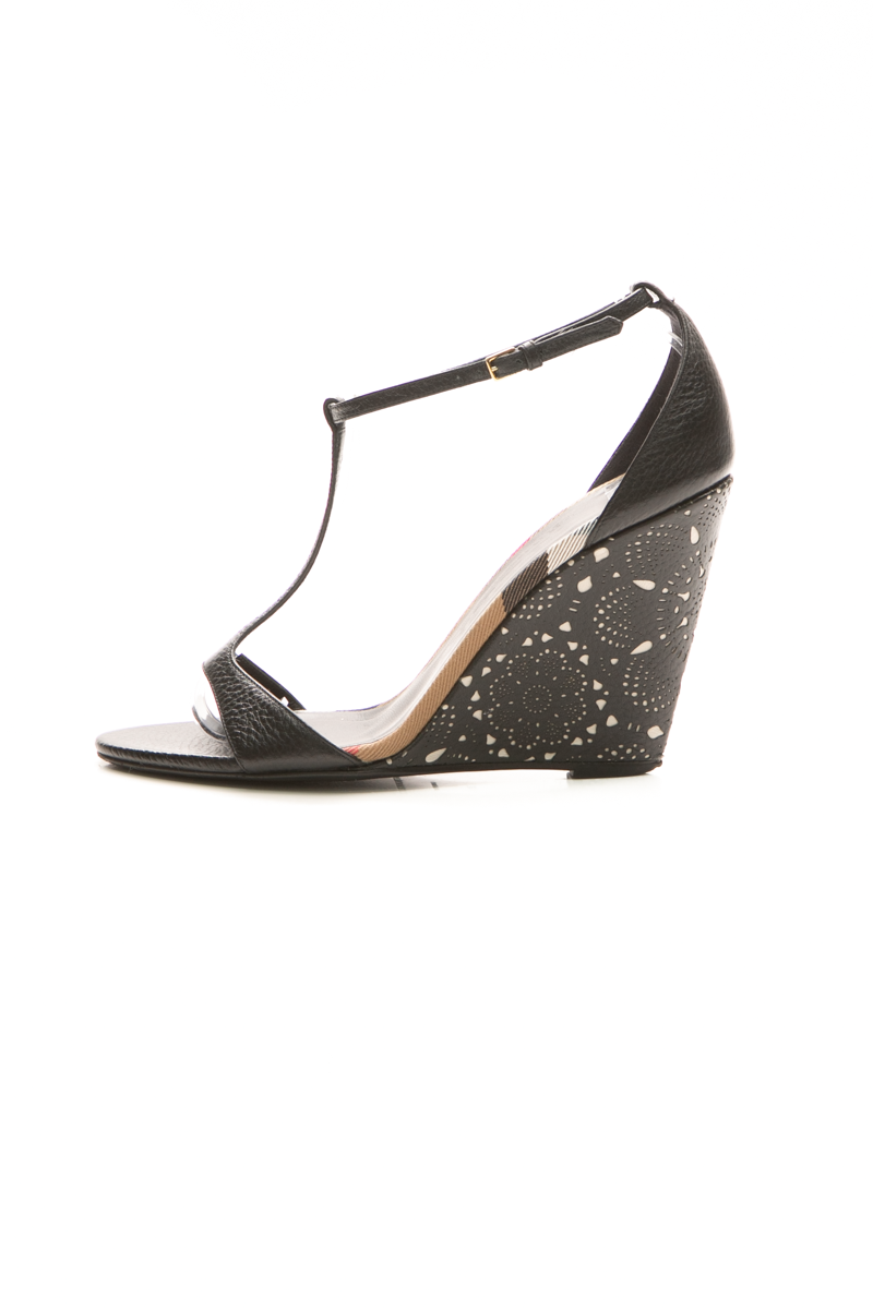 Check Wedge Sandals - Size 38