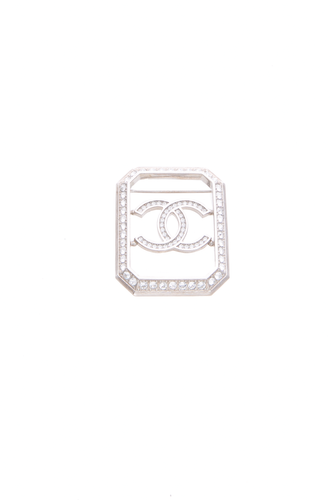 Crystal Framed CC Brooch