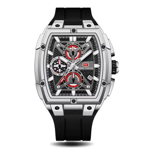 MINI FOCUS Sports Watches for Men Waterproof Chronograph Quartz Wristwatch with Silicone Strap